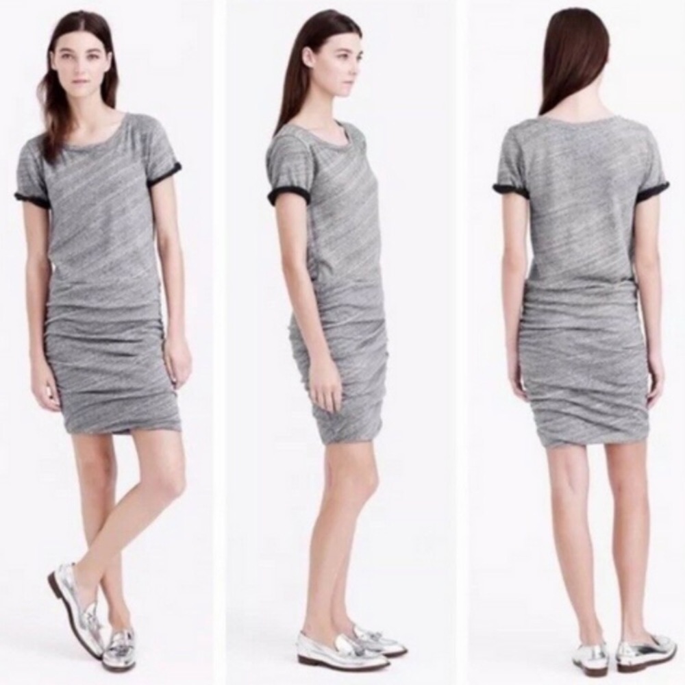 J. Crew Ruched Knit Sweatshirt Dress - Picture 1 of 5